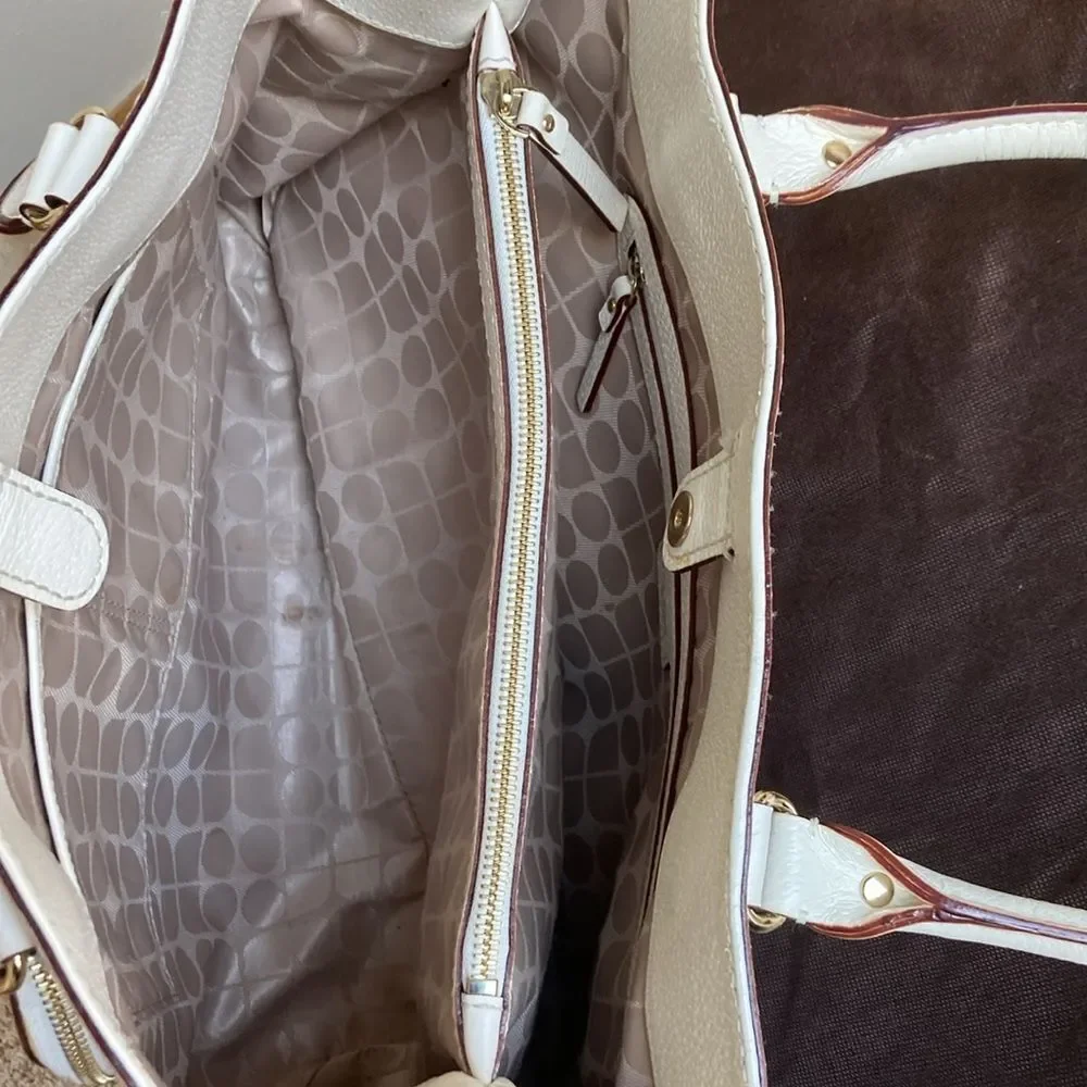 Kate Spade White Pebble Grain Leather Shoulder Bag Purse w/ Dust Bag